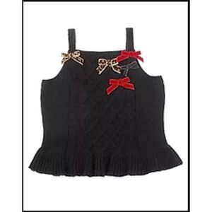 Gymboree Glamour kitty girls black sweater vest tank top red leopard brown 3T 3